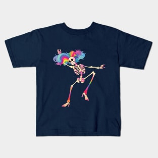 Dancing Skeleton Rainbow Kids T-Shirt